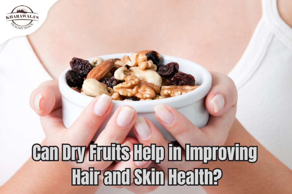 A girl holding a cup with dry fruits